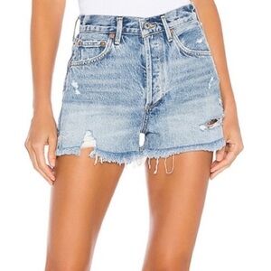 Agolde Parker Light Blue Distressed Jean Shorts